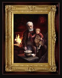 Print on Canvas of Oil Painting Arseni ~ CHRISTMAS 11,4" X 8" NO FRAME Art USA