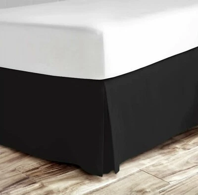 Falda de cama lisa plisada premium con volantes antipolvo microfibra de lujo 15" caída a medida Foto 1 de 3