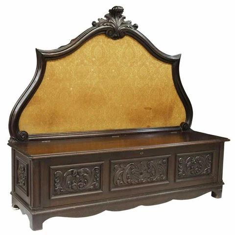 Hall Bench, Italian Renaissance Revival, Walnut, See Matching Hall Tree, 1900's! Cover
