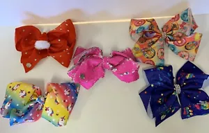 JoJo Siwa Bow Lot 5 Hair Bows Nickelodeon Donut Unicorn Santa Peace Flip (I88) - Picture 1 of 7