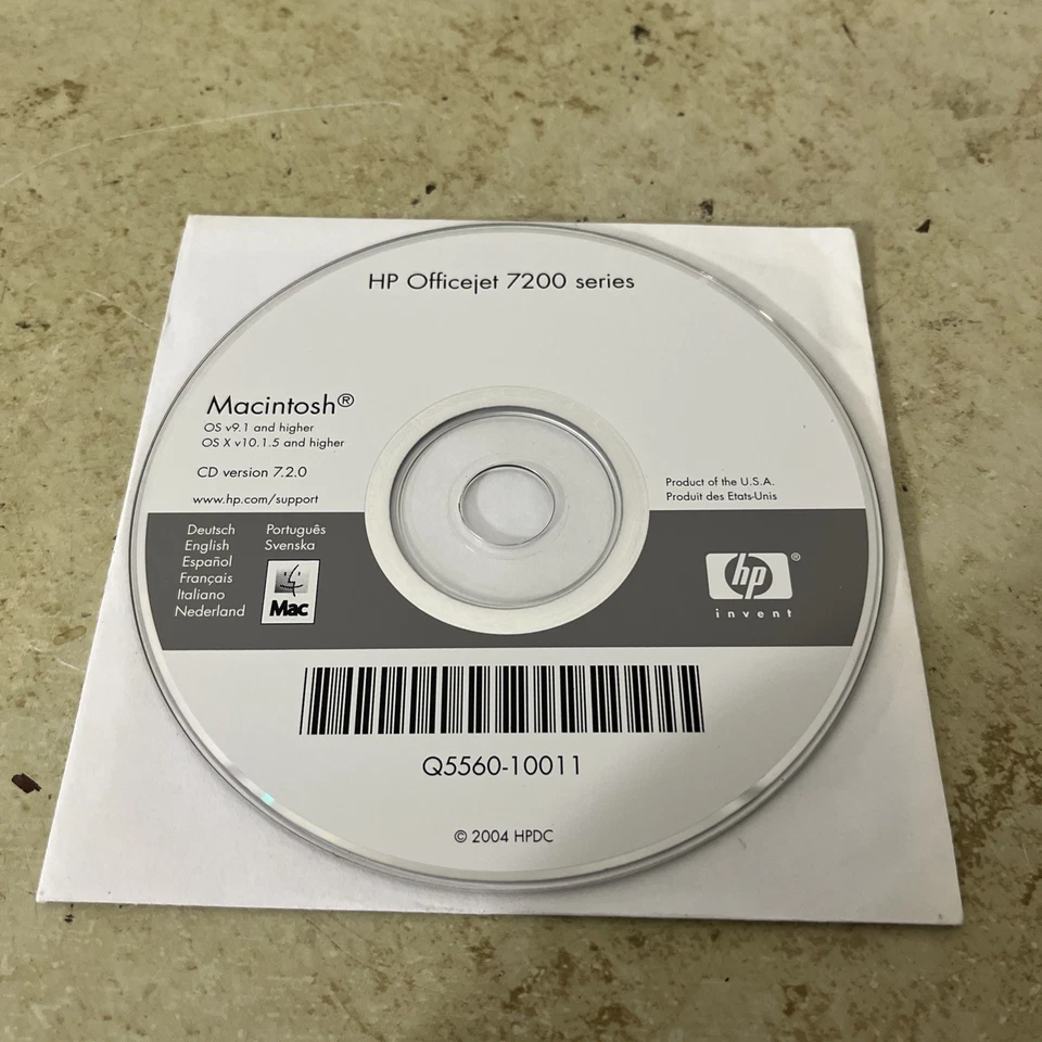 HP Officejet 7200 Series Macintosh 7.2 CD ROM - Image 1 of 3