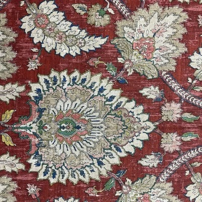 Waverly Damask Castleford Garnet Drapery Upholstery Fabric 5 Yards - Image 1 of 4