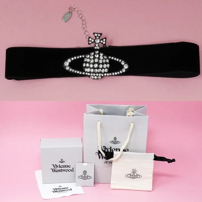 Vivienne Westwood Necklace Black Orb Velvet Chocker Adjustable With Gift Box Set - Image 1 of 4