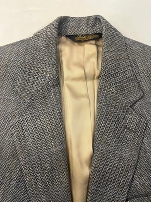 Blazer Brooks Brothers Hombre 43L Azul Seda Lana Lino Espiga Dos Botones EE. UU. Foto 1 de 4