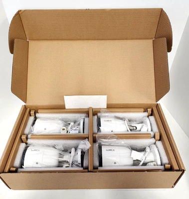 Lorex E893AB 4K IP POE Wired Bullet Camera Smart Motion (4 pack), NEW/SEALED
