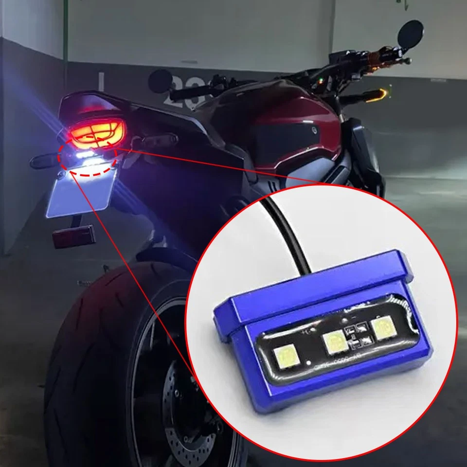 1 Set Motorcycle Parts License Plate LED Light 12V CNC Rear Tail Light Universal — 第 1/4 张图片