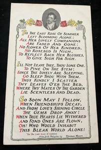 Postkarte um 1910 Irische Melodie "Die letzte Rose des Sommers" Sheehans Mottos - Bild 1 von 2