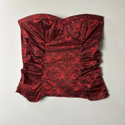 Corset Top Strapless Red Satin Bustier Zip Fairy 90s Y2K Whimsigoth Vamp Fairy L - Image 1 of 4