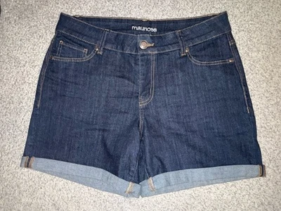 Pantalones cortos de mezclilla para mujer Maurice talla 10 con puños lavado oscuro nuevos sin etiquetas Foto 1 de 3