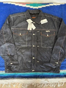 Johnny Blaze Jacket Mens XL Raw Indigo Denim Reversible Ringspun Button Up New - Picture 1 of 16