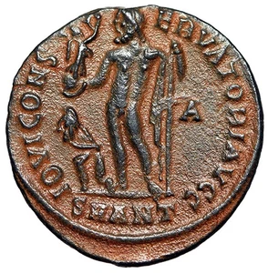 Licinio I Nummus "Sosteniendo Mappa / Júpiter, Cautivo" Antioquía Casi Extremadamente Fino - Imagen 1 de 5