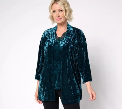 Topper de terciopelo aplastado grava Belle by Kim otoño verde azulado XL nuevo Foto 1 de 4