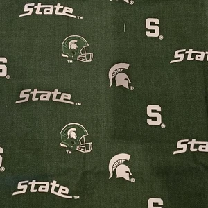 New, Unwashed Michigan State University Fabric Sykel Ent Fabrique Green Bkgrd... - Picture 1 of 5