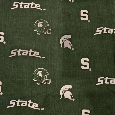 New, Unwashed Michigan State University Fabric Sykel Ent Fabrique Green Bkgrd... - Image 1 of 4