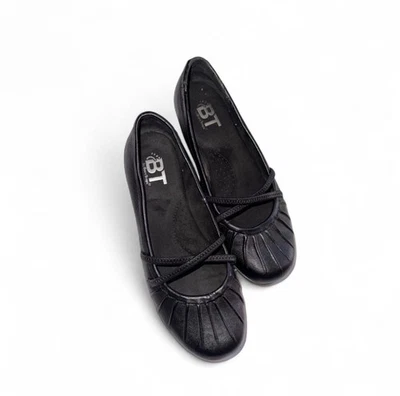 Zapatos planos de ballet de cuero negro con trampas desnudas para mujer talla 6 1/2 Foto 1 de 4