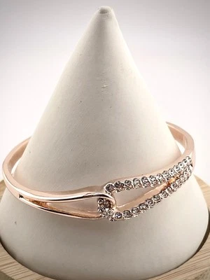 Rose Gold Plated  Inter Lock Bangle Bracelet  Size 7 1/2  SKU B-101 - Image 1 of 3
