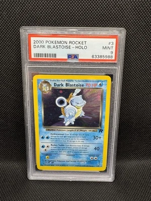 Dark Blastoise PSA 9 Pokemon Card 3/82 Team Rocket Set Rare Holo 2000 Mint swirl - Image 1 of 3
