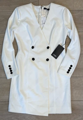 NEW WHITE HOUSE BLACK MARKET WHBM ECRU DOUBLE BREASTED BLAZER DRESS SZ 8 - Image 1 of 4