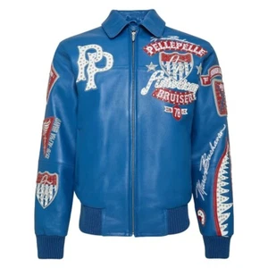 Electric Blue Bruiser Style Jacket – Inspired Urban Streetwear with Eagle Design - Picture 1 of 7