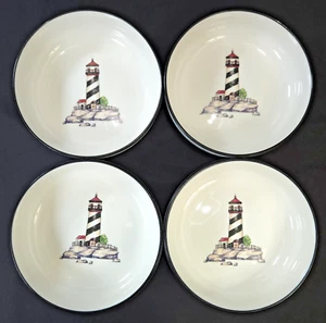 Lot of 4 - Totally Today Coastal Lighthouse Rare 6” Rimless Bowls Nautical - EUC - Picture 1 of 7