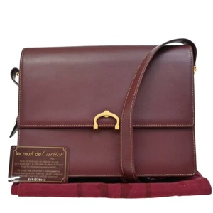 Bolso de Hombro MUST DE CARTIER 2C Logo Cuero Rojo Chapado en Oro 38EE382 - Imagen 1 de 15