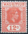 Mauritius 1938, SG 257a, 12c Salmon, Perf 15 x 14, Mint Hinged, CV £55