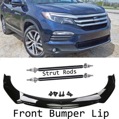 For Honda Pilot 2009-2015 Front Bumper Lip Chin Spoiler Splitter Kit + Strut Rod Foto 1 de 4