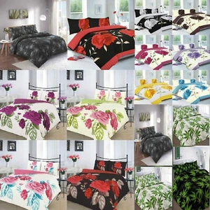 Lujo Reversible Floral Edredón Cubierta Edredón Ropa de cama Individual Doble Tamaño King - Imagen 1 de 75