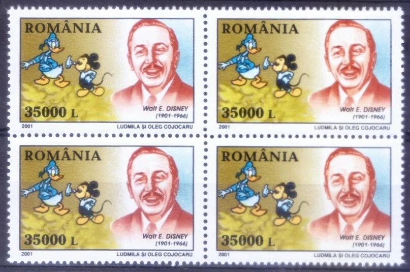 Romania 2001 MNH Blk, Walt Disney, Animation, Cartoons  - Image 1 of 1
