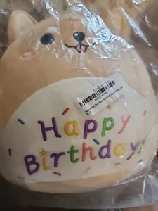Corgi Happy Birthday Plush Pillow 12 Inches - Picture 1 of 1