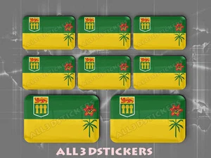 8 x 3D Stickers Resin Domed Flag Saskatchewan - Adhesive Decal Vinyl - Picture 1 of 1
