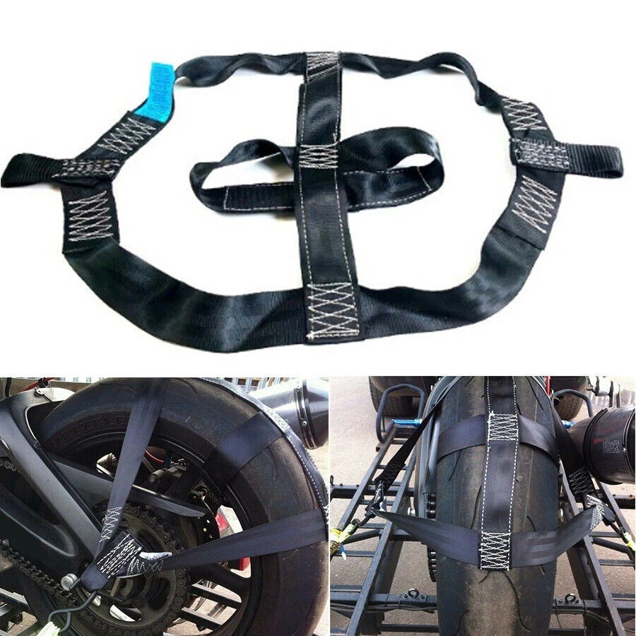 Motorcycle Rear Wheel Handlebar Transport Tie Down Strap Safety Belt Universal - Image 1 of 4