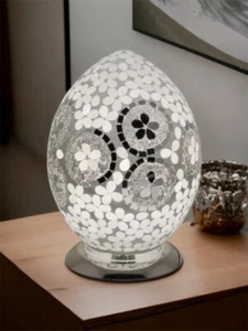 Egg Lamp Mosaic Glass Mirrored Table Lamp Desk Bedside Living Room - Picture 1 of 7