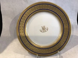 Raynaud & CO Limoges France Porzellan Teller Byzance Muster Filet blau 9 3/8" - Bild 1 von 9