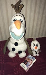 Disney Parks Frozen Olaf Snowman 14" Plush & Olaf Plush Keychain NEW - Picture 1 of 10