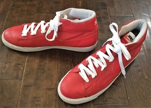 NIKE Blazer Men's 12 M Red Pebbled Leather Mid Top Lace Sneakers w/COA - Picture 1 of 12