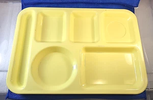 SiLite 614 Divided Tray Set Of 2 Vintage School Lunch Tray 13.5" x 9.75" Yellow - Picture 1 of 8