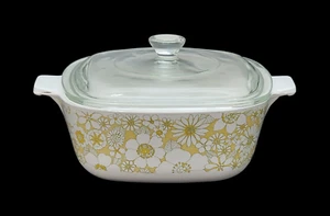 Vintage Corning Ware P-1 1/2-B Floral Bouquet 1.5qt Casserole Dish W/ Pyrex Lid - Picture 1 of 8