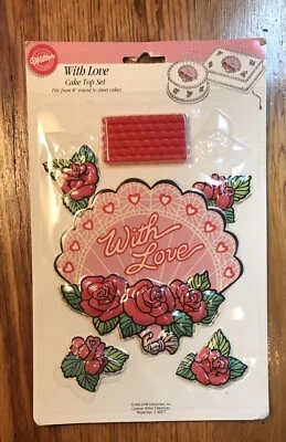 cake topper set Valentine’s Day 1992 With Love Roses Wilton - Image 1 of 2