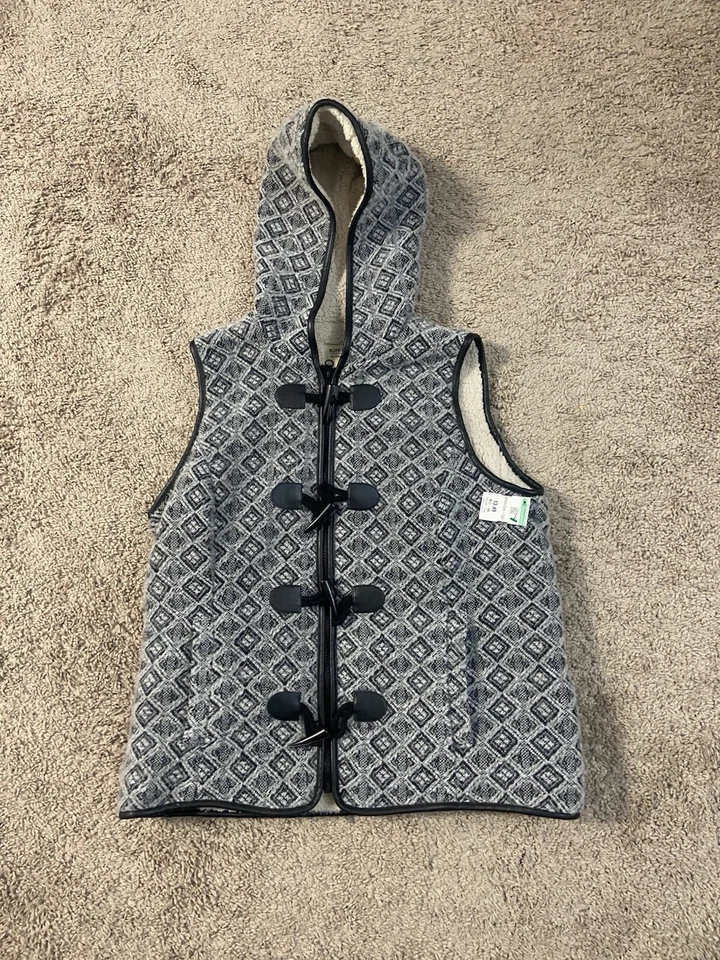 Chaleco tallado con volantes para mujer talla M negro/gris chaleco con capucha con bolsillos Foto 1 de 4