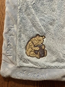 Vintage Winnie the Pooh Sweetest of Dreams Blue Blanket Honeypot Boys Classic - Picture 1 of 6