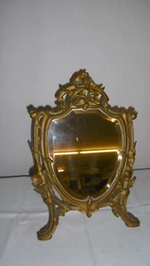 ART NOUVEAU STYLE BRONZE TABLE PSYCHE MIRROR DECOR BEVELED ICE - Picture 1 of 9