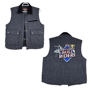 Cripple Creek PBR Vest Mens Large Gray Snap Wool Professional Bull Riders Rodeo - Picture 1 of 12