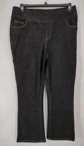 Woman Within Pull On Jeans Plus Women's Size 14W Black Stretch Pockets - Picture 1 of 10