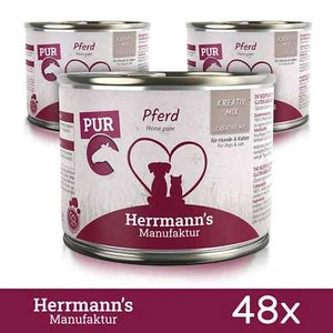48 x Herrmanns Katzenfutter & Hundefutter Pferd Reinfleisch Tiernahrung 200Gr - Bild 1 von 2