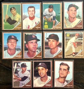Vintage 1962 Topps Baseball Lot x11 Eddie Yost Green Tint Ken Boyer VG-EX - Picture 1 of 5