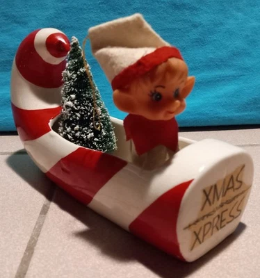 McM HOLT HOWARD XMAS XPRESS CANDY CANE ELF SHOE PLANTER Christmas Holiday  - Image 1 of 4