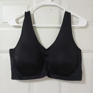 Blake & Co. Womens Wirefree Luxe V Neck Molded Cup Padded Bralette Black Size 2X - Picture 1 of 10