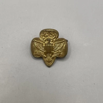 Vintage Girl Scout Pin - GS USA Gold Colored Metal Pinback - Image 1 of 3