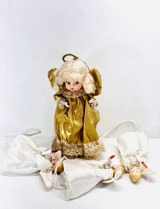 Cono de plástico de ángel con cara de goma vintage adorno de árbol de Navidad con 3 luces de ángel - Imagen 1 de 8